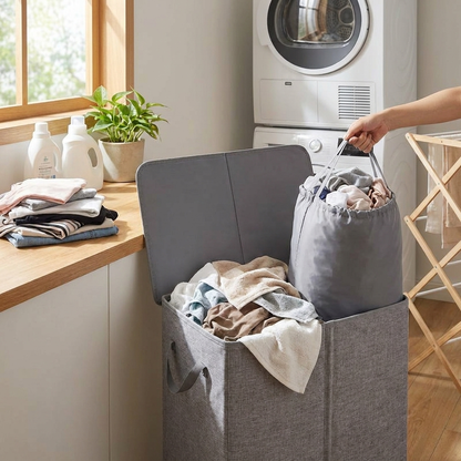 Foldable laundry hamper — lifestyle