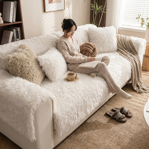 Faux lambswool sofa cover — lifestyle