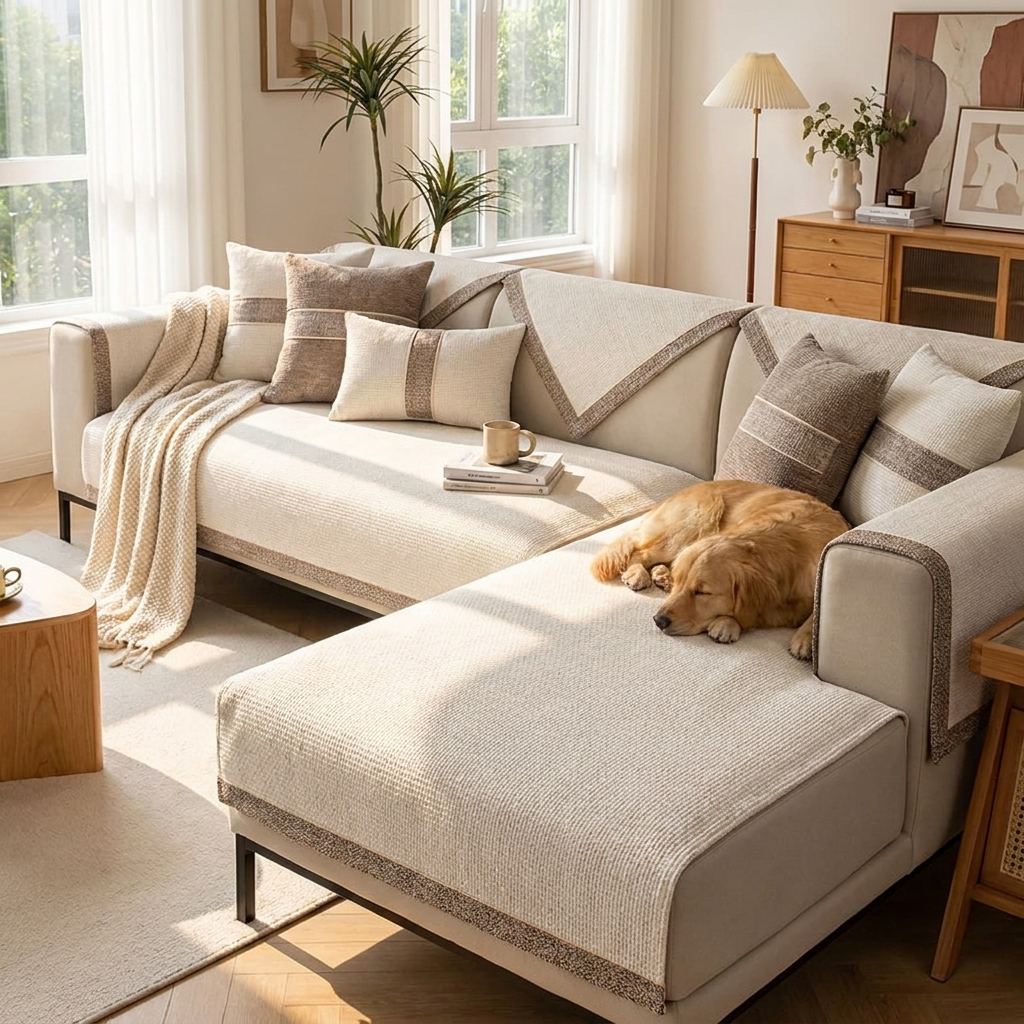 Polyester sofa cover — lifestyle