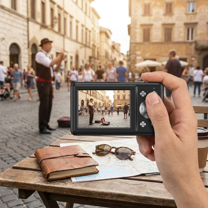 Retro digital camera — lifestyle