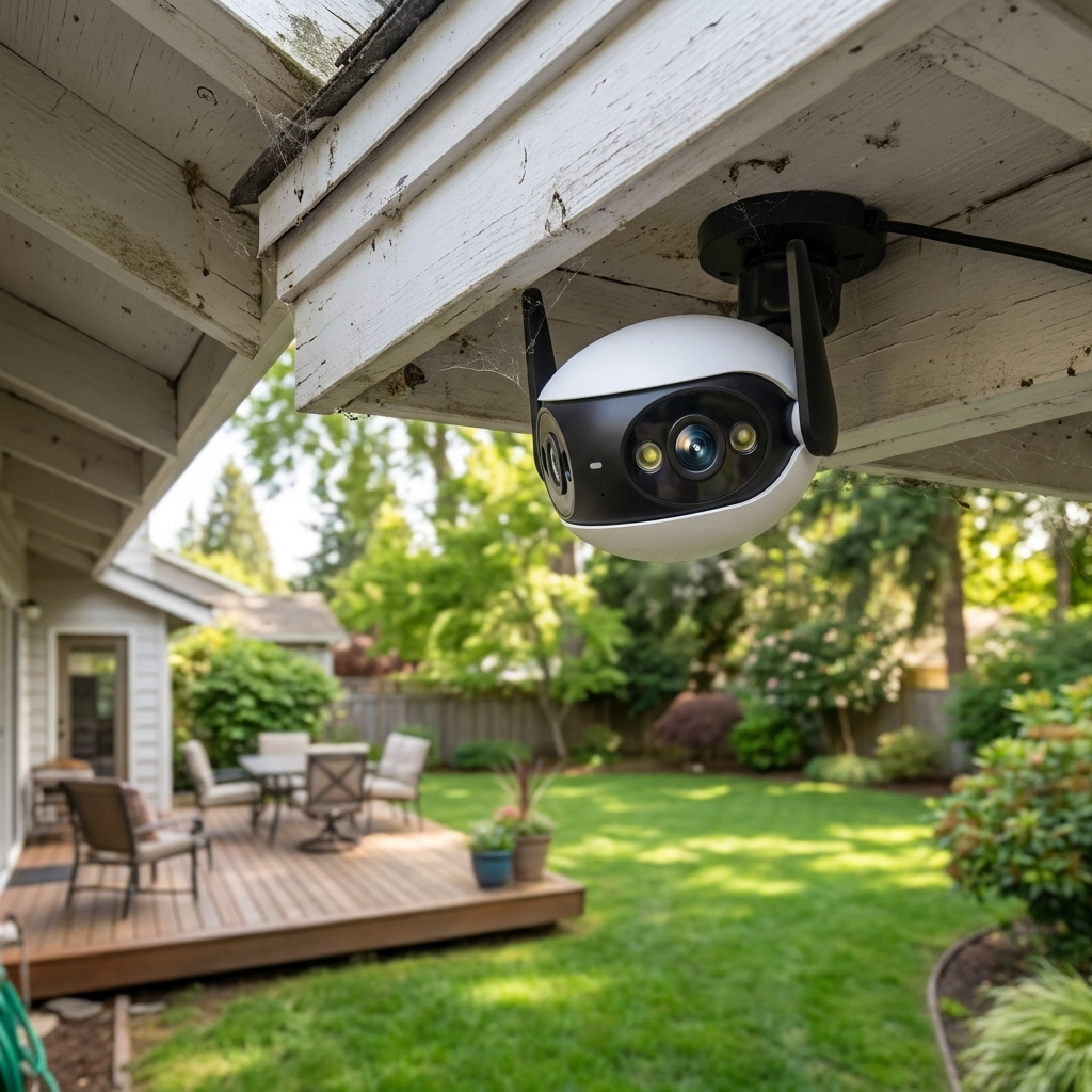 4K outdoor security camera — lifestyle