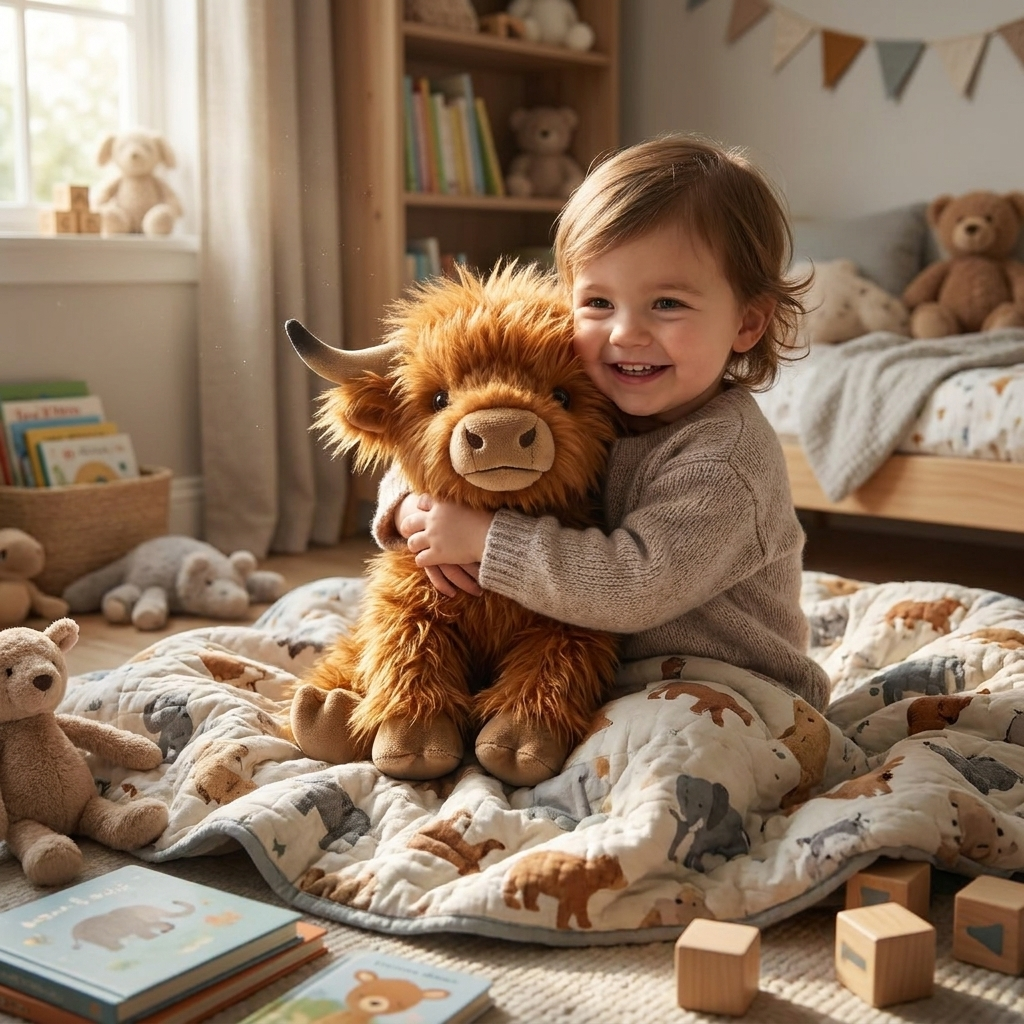 Cuddly cow plush — lifestyle