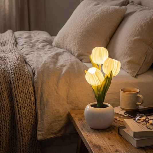 LED tulip night light — lifestyle