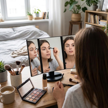 Tri-fold makeup mirror — lifestyle
