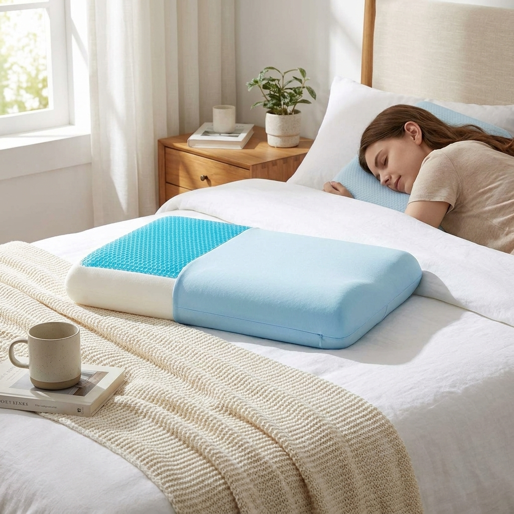 Gel memory foam pillow — lifestyle