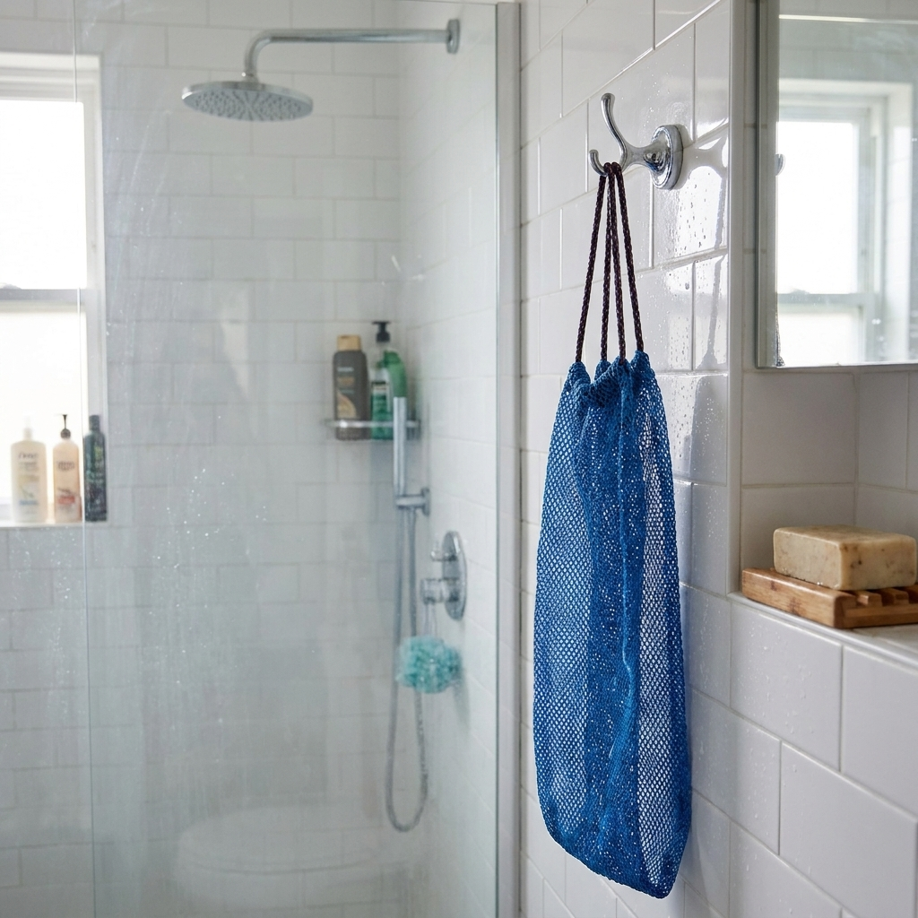 Exfoliating shower sponge — lifestyle