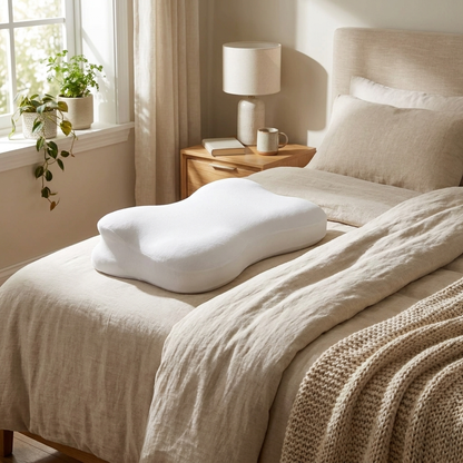 Ergonomic memory foam pillow — lifestyle