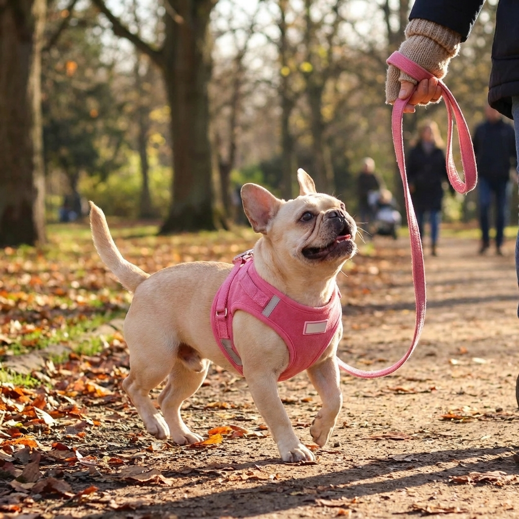 Corduroy dog harness — lifestyle