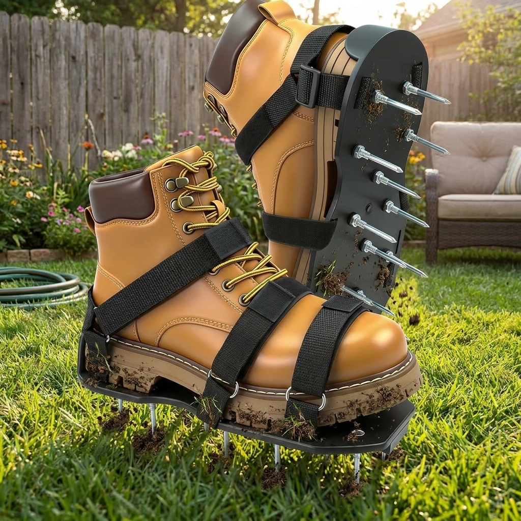 Lawn aerator shoes — lifestyle