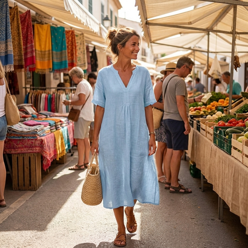 Linen midi dress — lifestyle