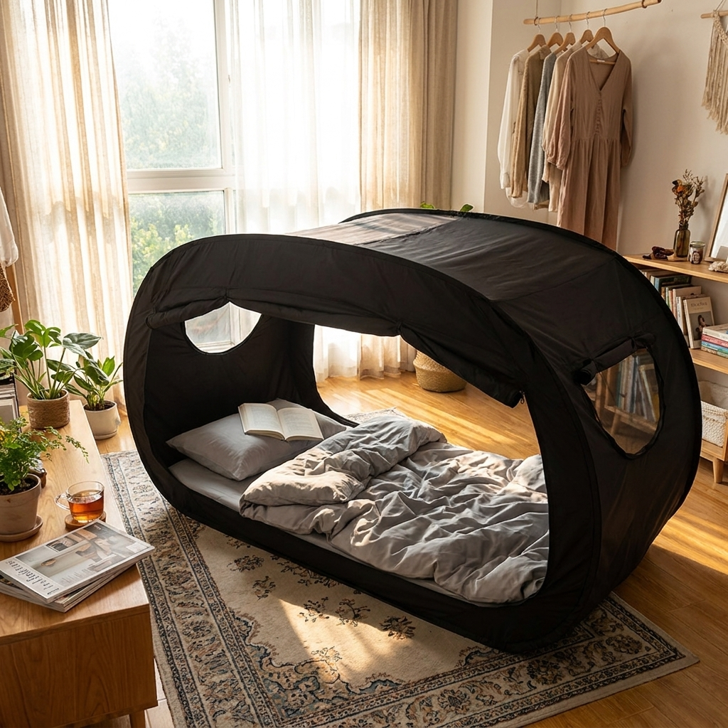 Foldable tent bed — lifestyle