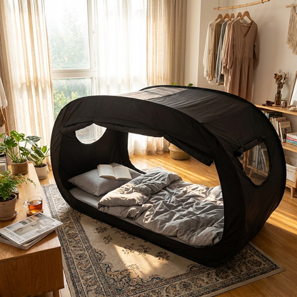 Foldable tent bed — lifestyle