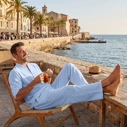 Men's shirt and shorts set — lifestyle