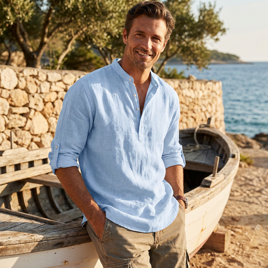 Linen button-down shirt — lifestyle