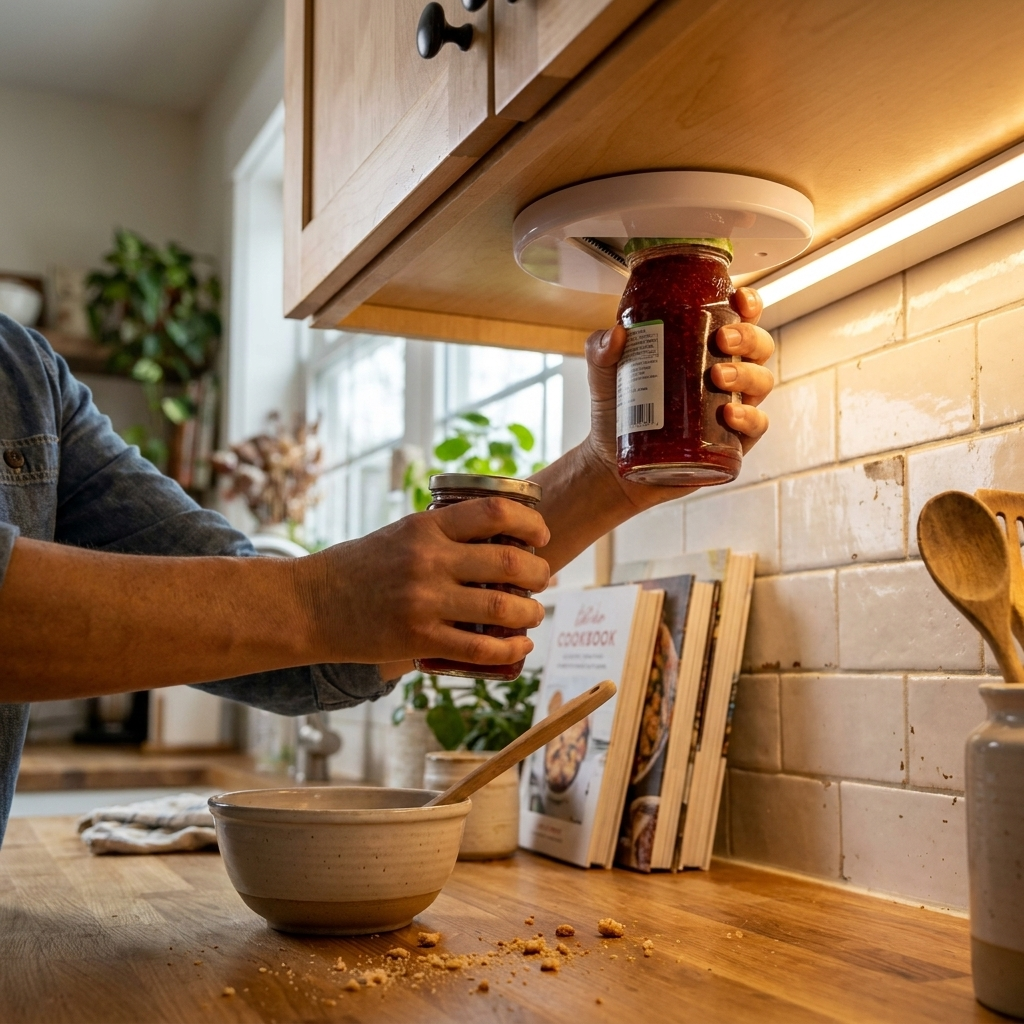 Under cabinet jar opener — lifestyle
