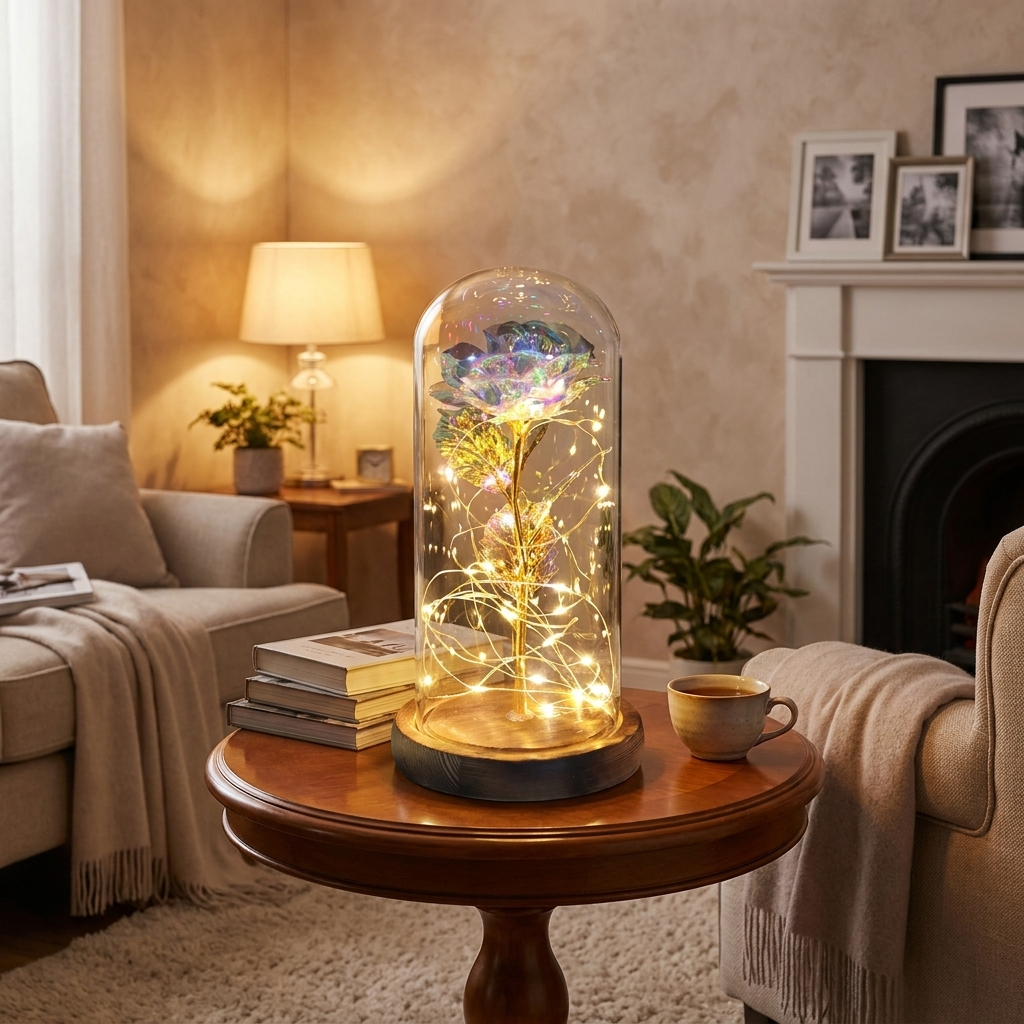 Preserved rose LED dome — lifestyle