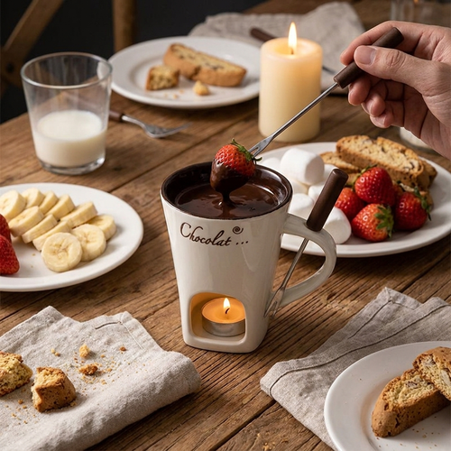 Ceramic fondue cup — lifestyle