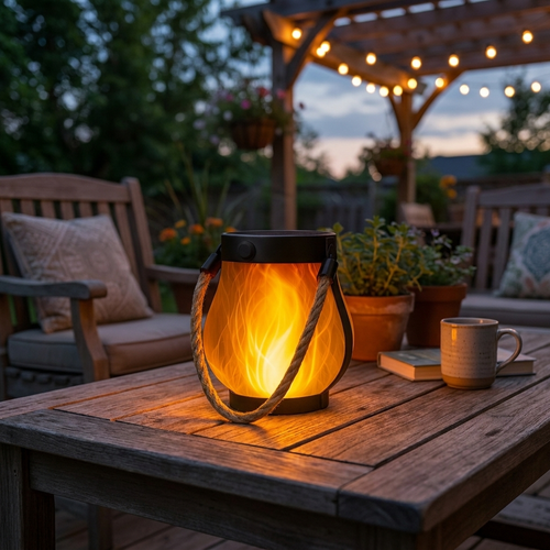 Outdoor solar lantern — lifestyle