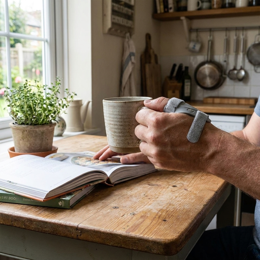 Thumb support strap — lifestyle