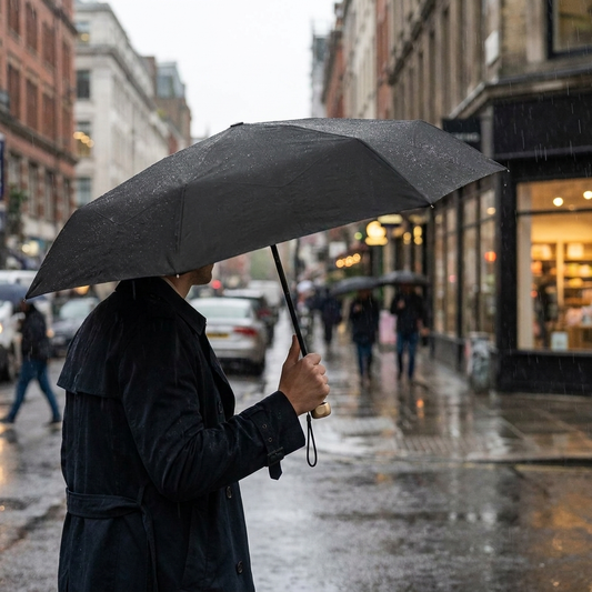 Compact folding umbrella — lifestyle