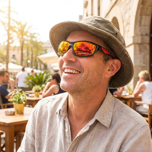 Polarized round sunglasses — lifestyle