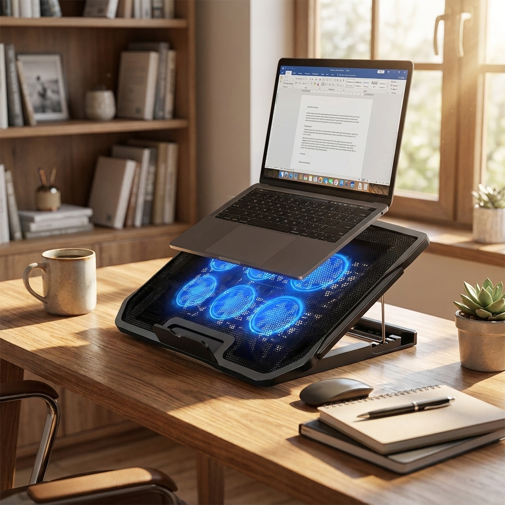 Laptop cooling stand — lifestyle