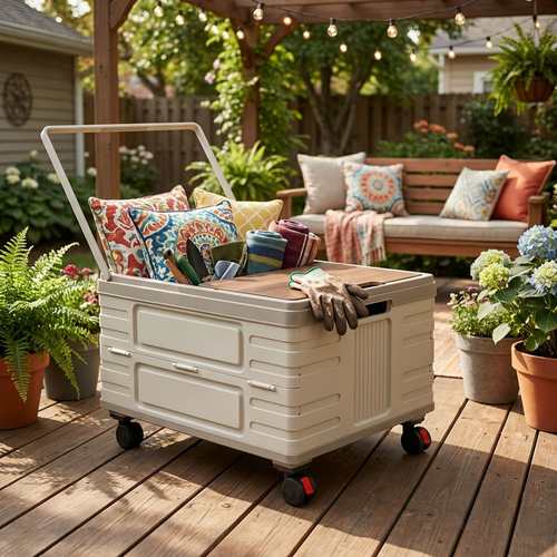 Collapsible outdoor storage box — lifestyle