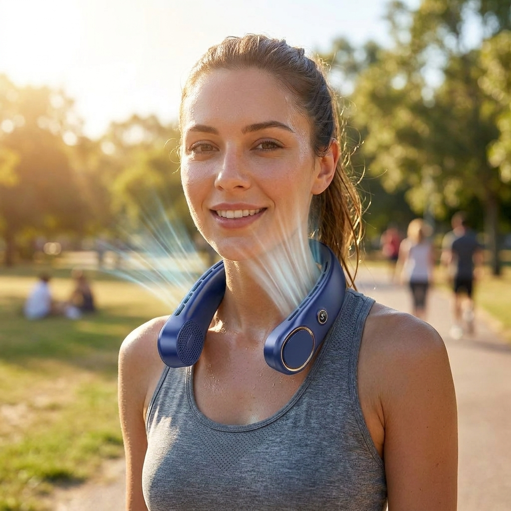 Portable neck fan — lifestyle