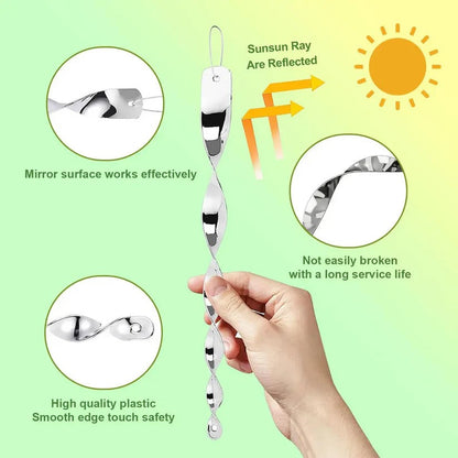 Reflective Spiral Bird Deterrent, Wind-Powered Rod