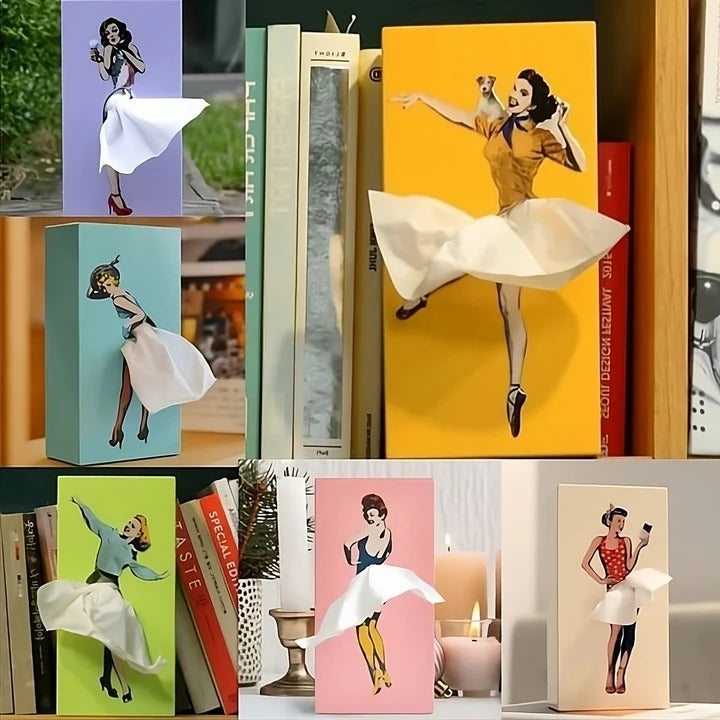 Tissue Box Cover with Motion Skirt & Weighted Base