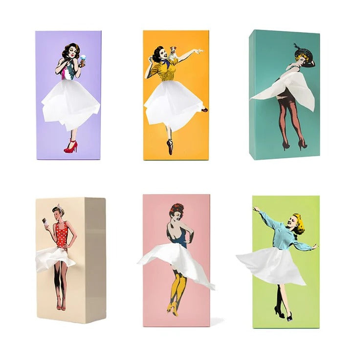 Tissue Box Cover with Motion Skirt & Weighted Base