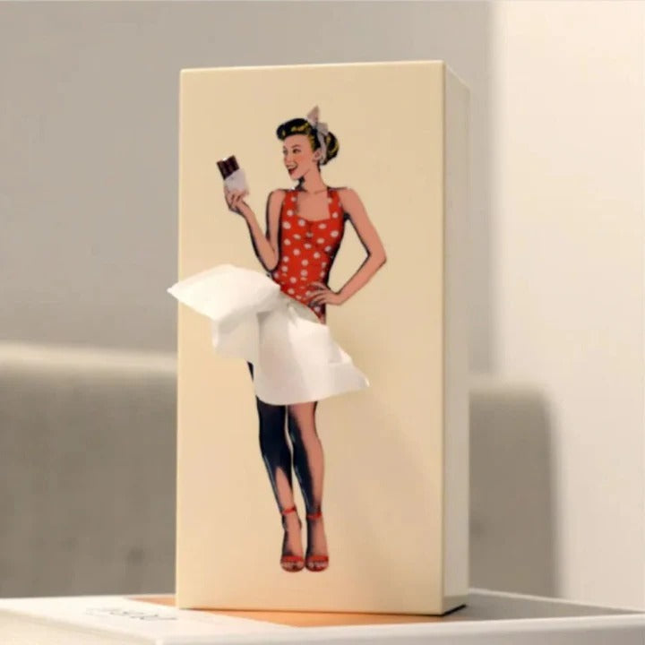 Tissue Box Cover with Motion Skirt & Weighted Base