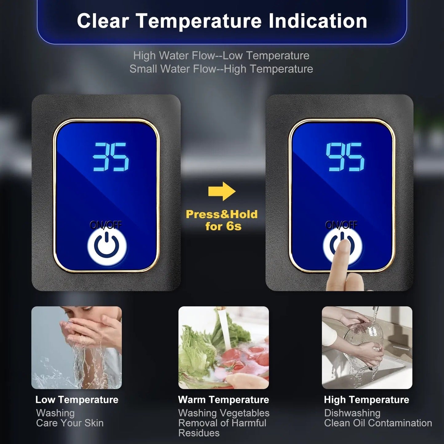 Electric Tankless Water Heater with LED Display