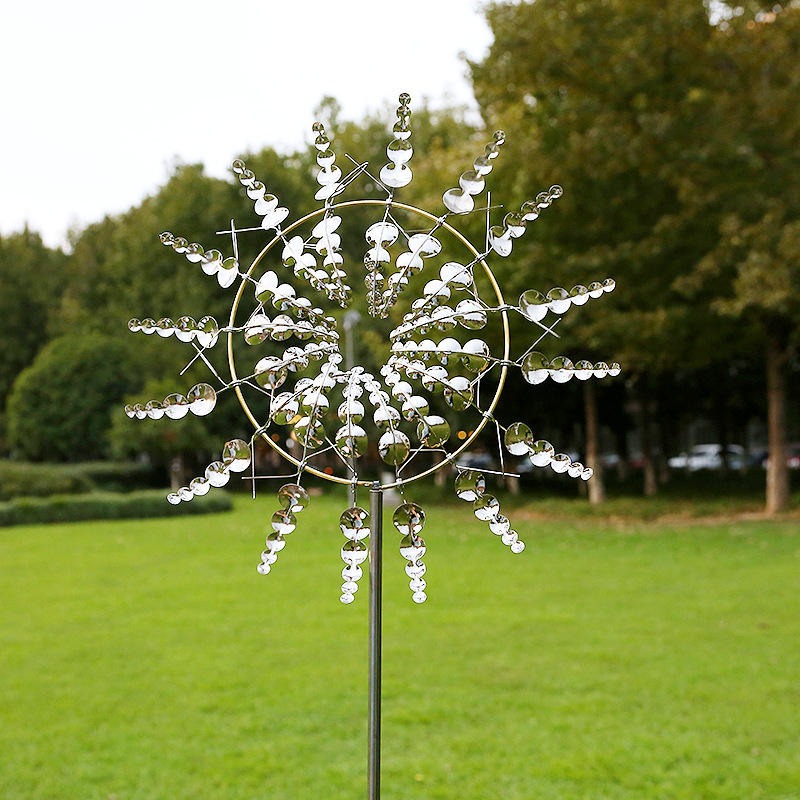 Metal Garden Windmill with Spinning Blades
