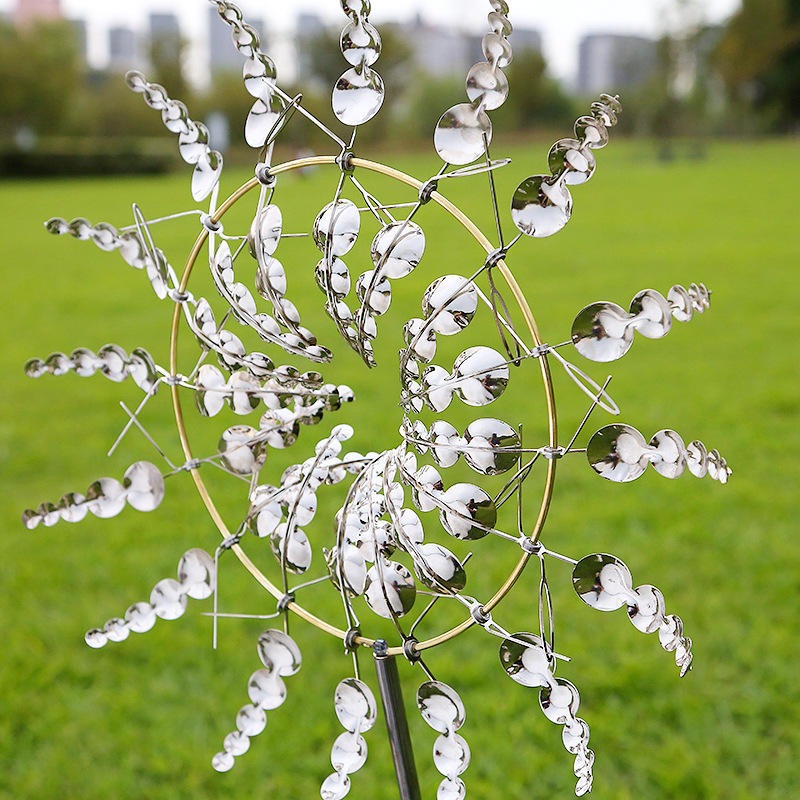 Metal Garden Windmill with Spinning Blades