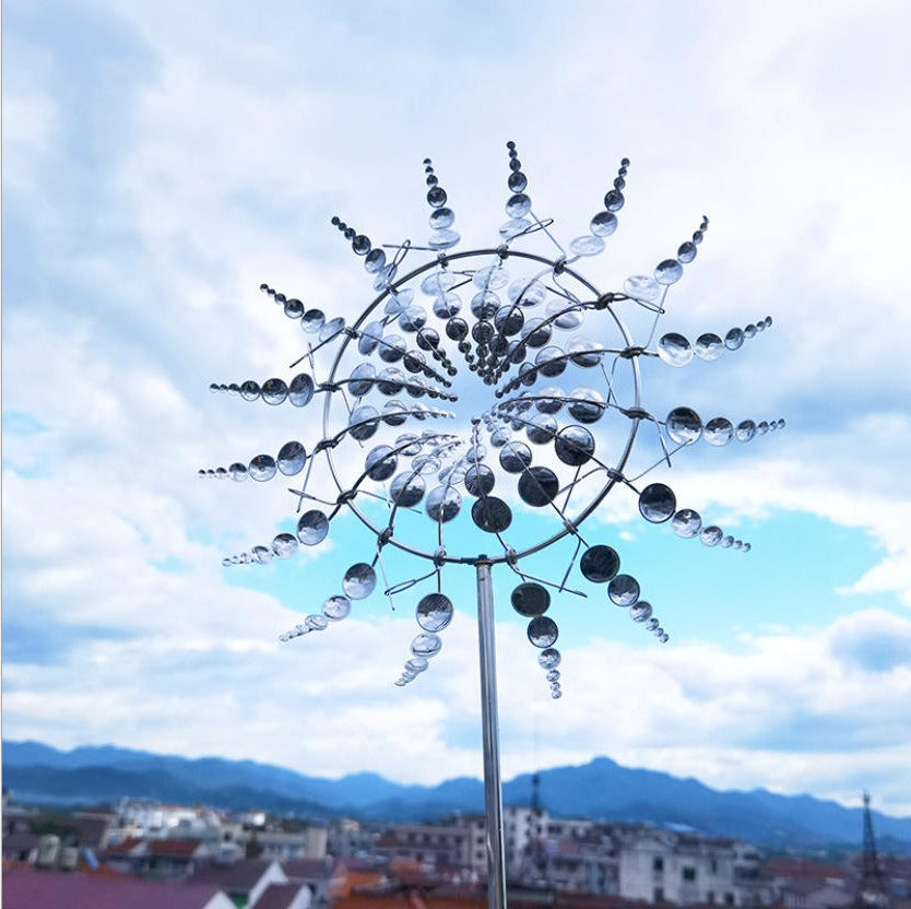 Metal Garden Windmill with Spinning Blades
