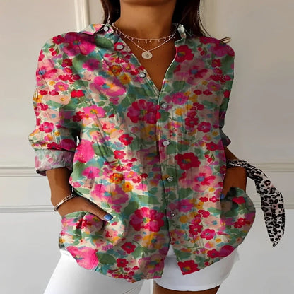Women's Breathable Cotton Floral Blouse