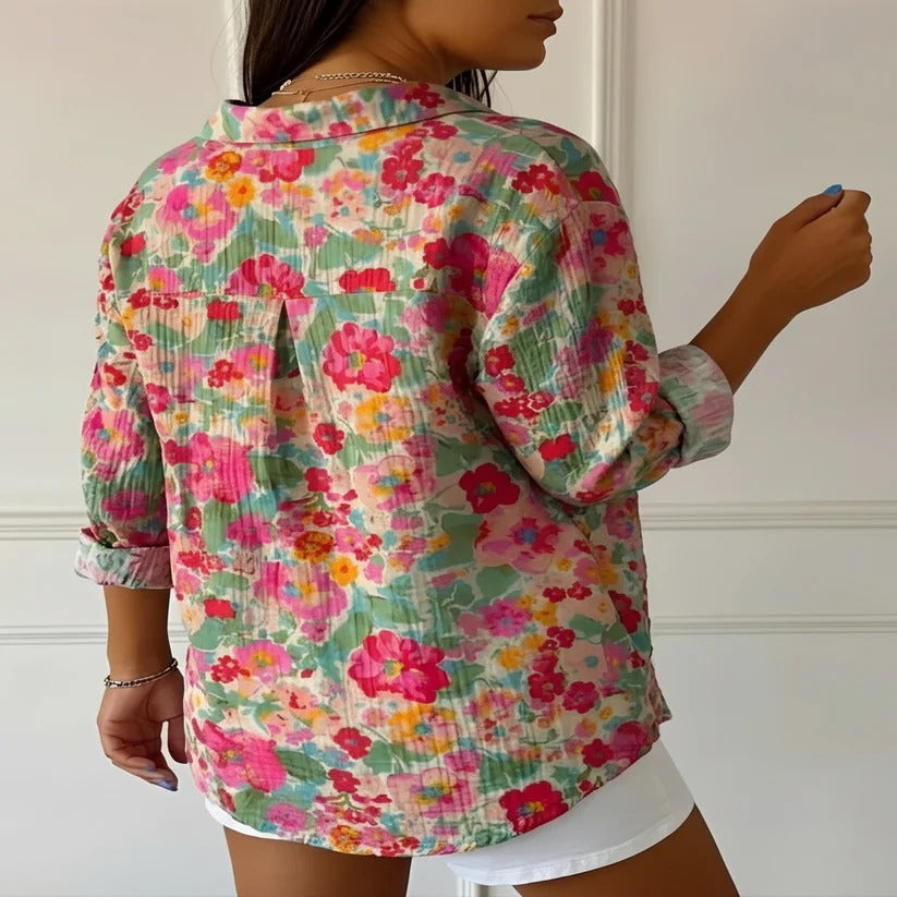 Women's Breathable Cotton Floral Blouse