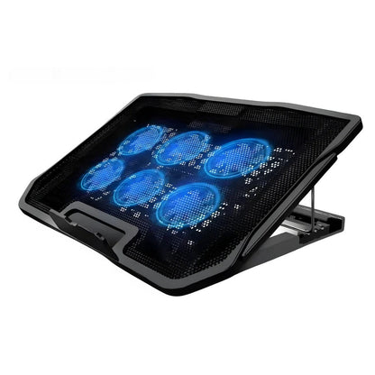 6-Fan Mesh Laptop Cooling Stand with USB Hub