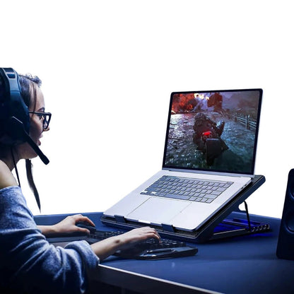 6-Fan Mesh Laptop Cooling Stand with USB Hub