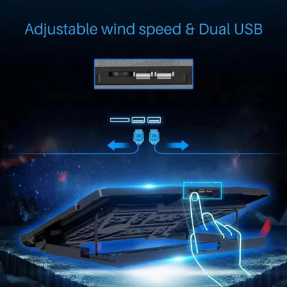 6-Fan Mesh Laptop Cooling Stand with USB Hub