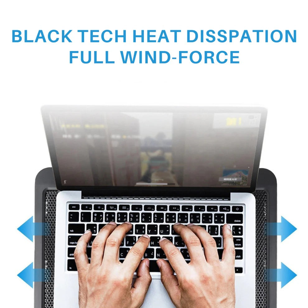 6-Fan Mesh Laptop Cooling Stand with USB Hub