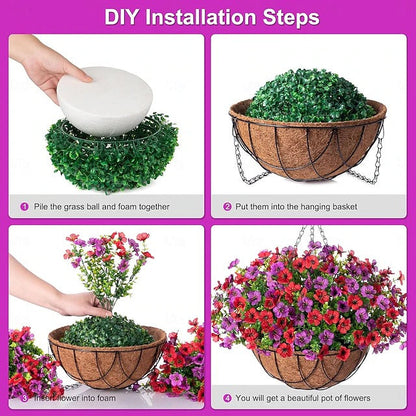Faux Floral Hanging Planter for Balcony