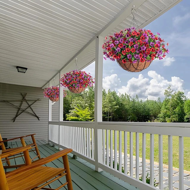 Faux Floral Hanging Planter for Balcony