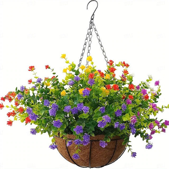 Faux Floral Hanging Planter for Balcony