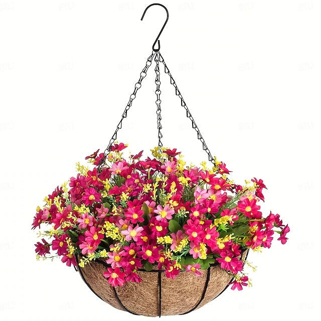 Faux Floral Hanging Planter for Balcony