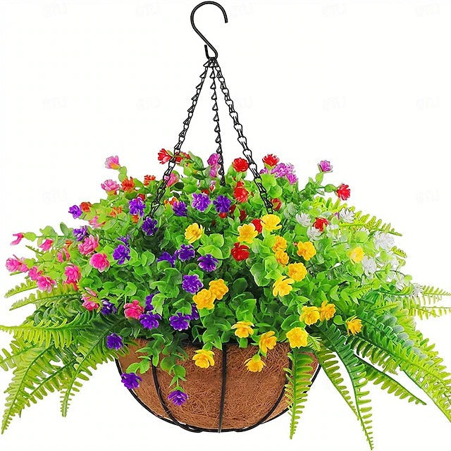 Faux Floral Hanging Planter for Balcony