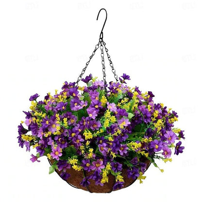Faux Floral Hanging Planter for Balcony