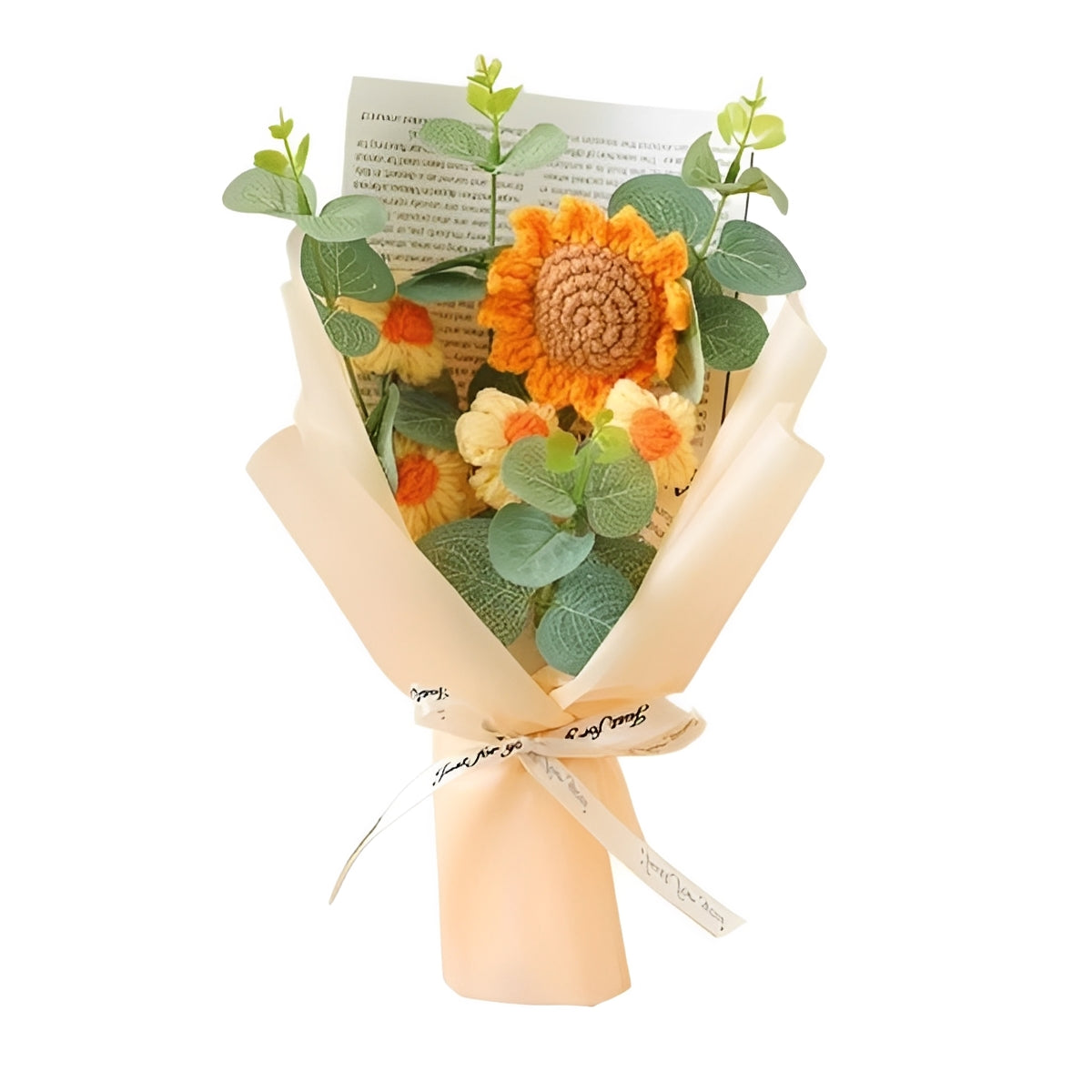 Knitted Sunflower & Daisy Floral Arrangement
