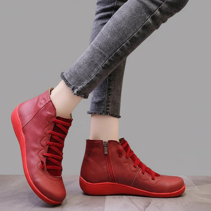 Womens Ankle Boots with Chunky Heel and Zipper